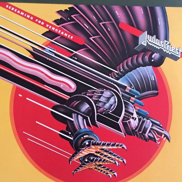 Vintage '82 Metal Vinyl JUDAS PRIEST Screaming For Vengeance Record Album Original w/ RARE T-Shirt Order Form ! Rob Halford Classic 80s L@@K