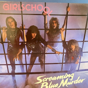 Original &#39;82 GIRLSCHOOL Screaming Blue Murder Record Album 80s Heavy Metal Import RARE ! Bronze Records Classic Hard Rock Punk L@@K !