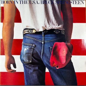 Original &#39;84 Vinyl BRUCE SPRINGSTEEN Born In The U.S.A. Record Album Columbia 1980s Classic Rock New Jersey Glory Days w/ Lyric Insert !