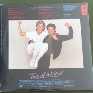 Vintage '80s SEALED Vinilo John Travolta & Olivia Newton John Dos de un tipo banda sonora álbum de grabación 1983 GREASE Original todavía sellado LK imagen 2