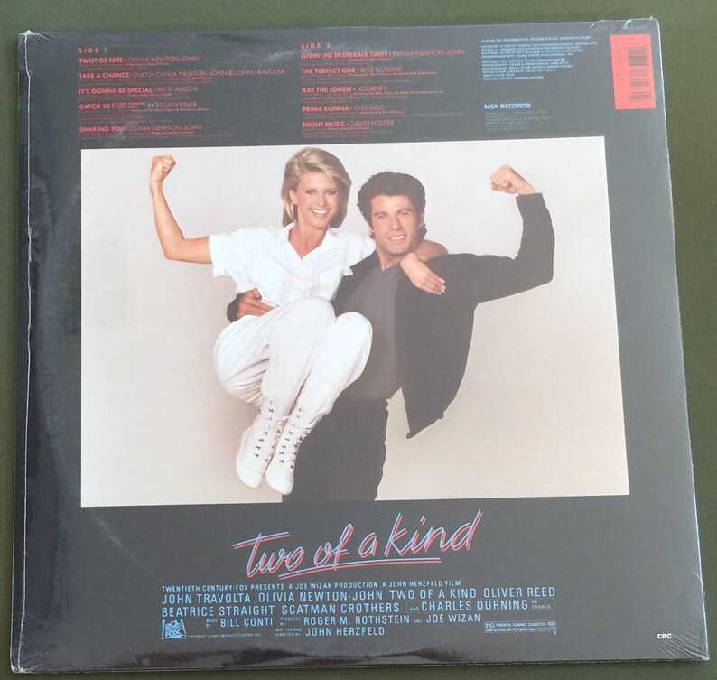 Vintage '80s SEALED Vinilo John Travolta & Olivia Newton John Dos de un tipo banda sonora álbum de grabación 1983 GREASE Original todavía sellado LK imagen 2