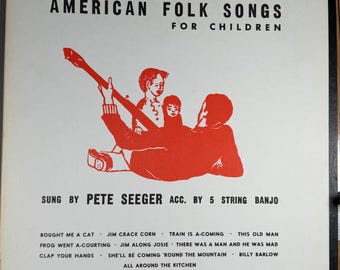 Vintage vinyl PETE SEEGER Amerikaanse volksliederen voor kinderen Folkways jaren 60 kinderplaten muziek traditioneel L@@K!