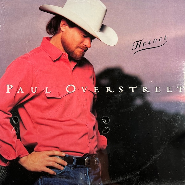 Original '90 PAUL OVERSTREET Heroes Record Album 90s Country Music Vintage Vinyl Still SEALED ! Classic L@@K