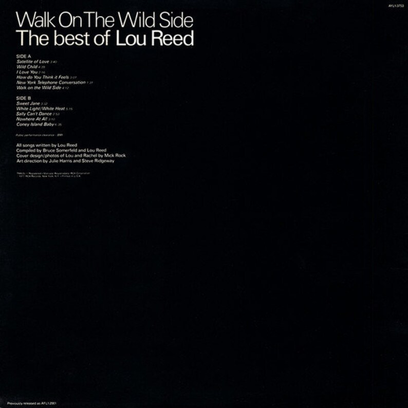 Vintage 70s Vinyl LOU REED Walk on the Wild Side Best of - Etsy