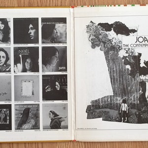 May include: A black and white album cover with a collage of images. The album is titled "Joan Baez: The Contemporary Ballad Book" and features a black and white image of a person standing in a field.