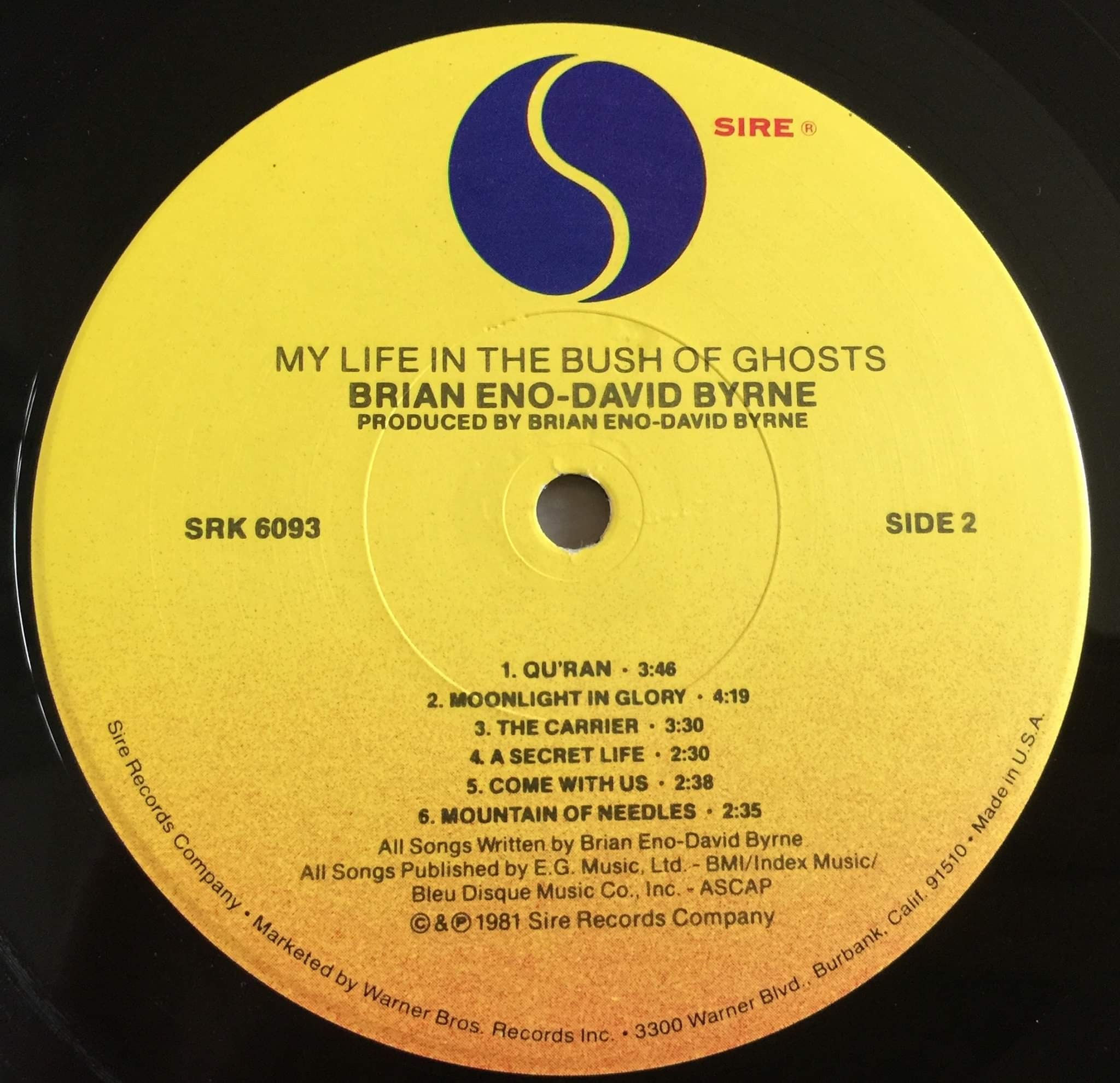 Original '81 Vinyl Brian Eno & David Byrne My Life in the