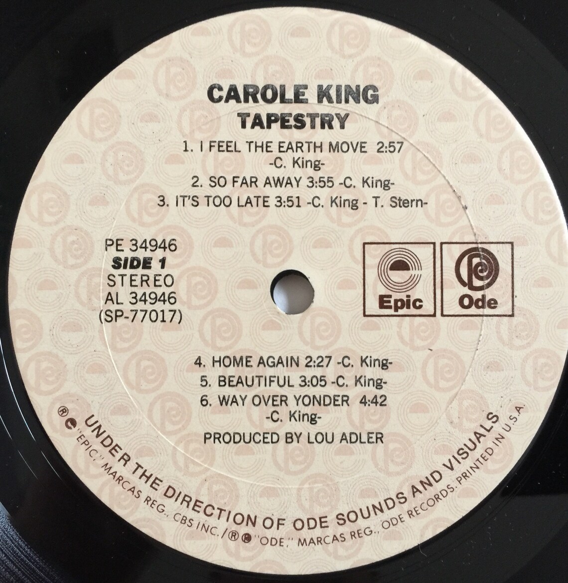 Vintage 70s Vinyl CAROLE KING Tapestry Record Album Ode Classic 70s