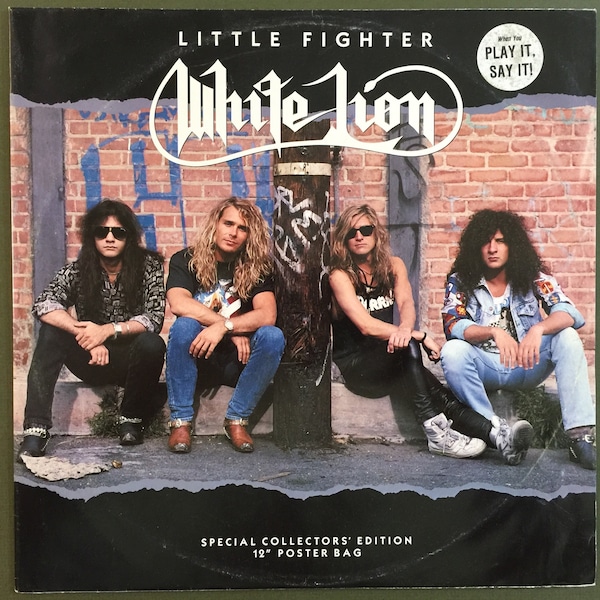 Original '89 WHITE LION Little Fighter 12" Single Record 80s Hair Metal w/ Fold Out POSTER ! L@@K ! Vito Bratta Vintage Rock L@@K !