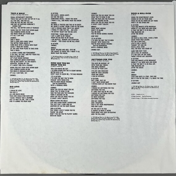 Original '89 MR. BIG Self Titled Record Album Debut 80s Hair Metal