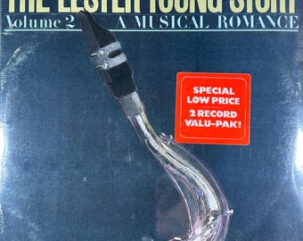 Classic SEALED Jazz The Lester Young Story Volume 2 Double Record Album Set Vintage 50s Jazz Musical Romance Be Bop Swing Original L@@K !