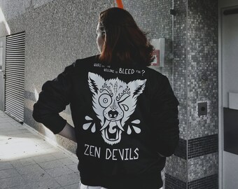 Zen Devils - the Wolf Bomber Jacket Embroidered Skull