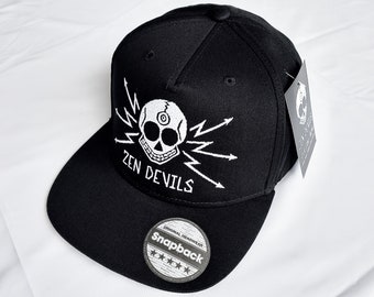 Zen Devils - De Elektrische Schedel Snapback Cap Zwart Occult Spiritueel Donker Alternatief Streetwear Gothic Techwear Cyberpunk
