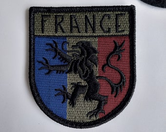 Zen Devils - Subdued France Lion Shield Velcro Patch French Army Flag Drapeau Armée Française Basse Visibilité Morale Tactical