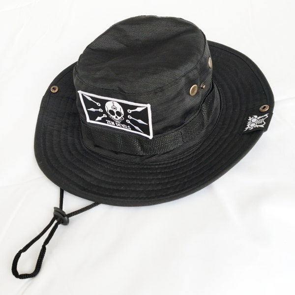 Zen Devils - The Urban Jungle Boonie Bush Hat Black Tactical Techwear Cyberpunk Goth Kunai Ninja Skull