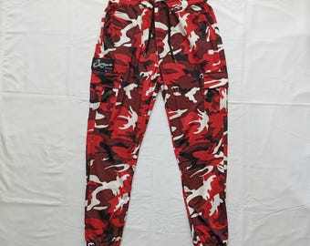 Zen Devils - The Hazardous Environment Pants [red camo] Cargo Sweatpants Techwear Tactical Military Urban Woodland Red Camouflage