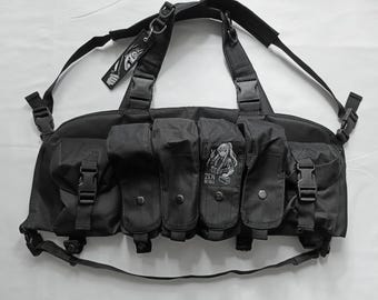 Zen Devils - The Chest Rig [black] Tactical Vest Chest Bag Carrier Pouches Techwear Tacticool Darkwear