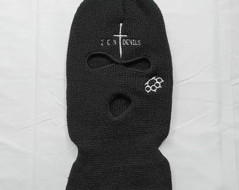 Zen Devils - The Stab'n'Punch Balaclava [black] Tactical Techwear Military Embroidered Dagger Knuckle Duster