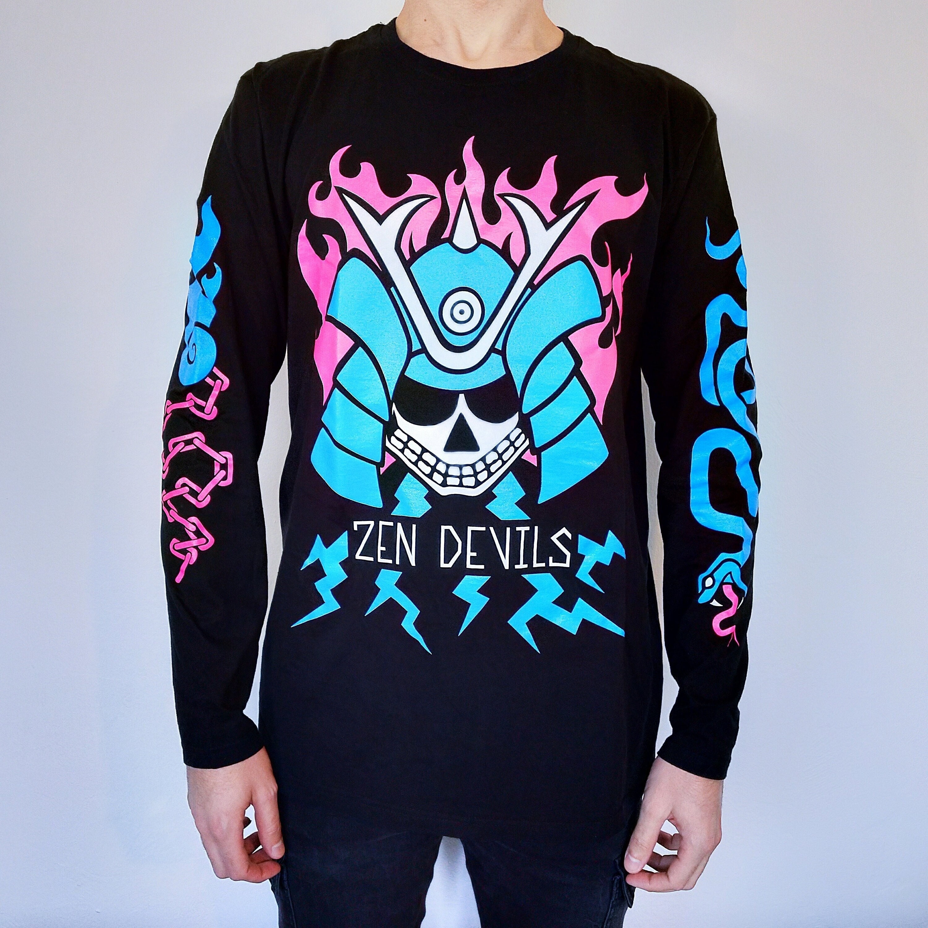 Zen Devils - Neon Samurai Long Sleeves T-shirt Snake Chains