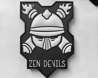 Zen Devils - The Trench Armor Glow-in-the-Dark Velcro Patch Morale Shield WW1 Adrian Helmet Cannons Techwear Tactical Warcore Tacticool