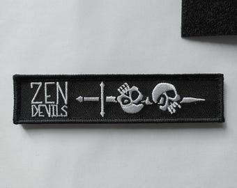 Zen Devils - The Skull Sword Hook & Loop Tag Patch Morale Techwear Tactical Warcore Darkwear Tacticool