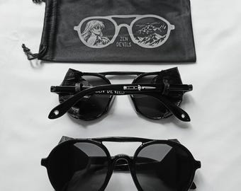 Zen Devils - The Glacier Sunglasses Black Round Side Shields Snow Storm Mountain Sand Desert Stiletto