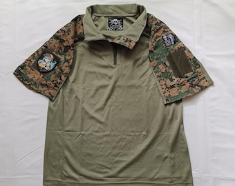 Zen Devils - 半袖コンバットシャツ UBACS [マーパット迷彩] タクティカルTシャツ テックウェア リップストップトップ