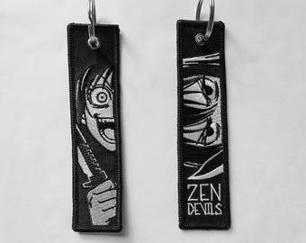 Zen Devils - The Psycho Girl Embroidered Keychain Anime Manga Darkwear Techwear Tactical Cyberpunk Jet Tag