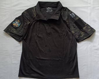 Zen Devils - 半袖コンバットシャツ UBACS [ダークマルチカム] タクティカルTシャツ テックウェア リップストップトップ