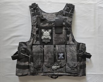 Zen Devils - The Trench Tactical Vest [black python] Plate Carrier Techwear Warcore Tacticool WW1 Armor Military Molle Pouches Camo