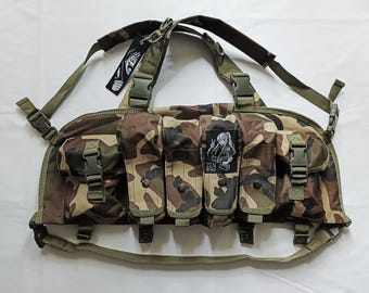 Zen Devils - The Chest Rig [woodland] Tactical Vest Chest Bag Carrier Pouches Techwear Tacticool Military