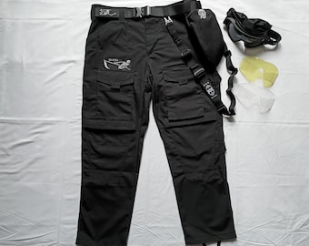 Zen Devils - The Doomsday Pants + Goggles Combo 16 Pockets RipStop MOLLE Belt Sling Techwear Darkwear Tactical Warcore Tacticool Military