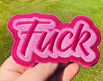 Funny Embroidered Sew On Patch: Pink Jacket Patch