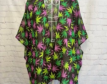 Casual Kimono, Cover Up, Women’s Top, Swimsuit Cover, Weed Clothing, Weed Accessory, Mothers day gift