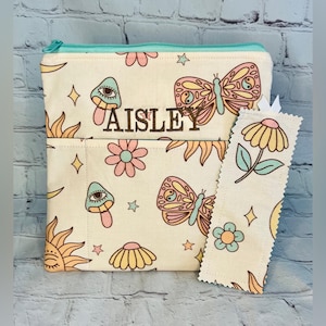 Personalized Book Sleeve with Pockets: Zippered Book Pouch, Kindle Gift
