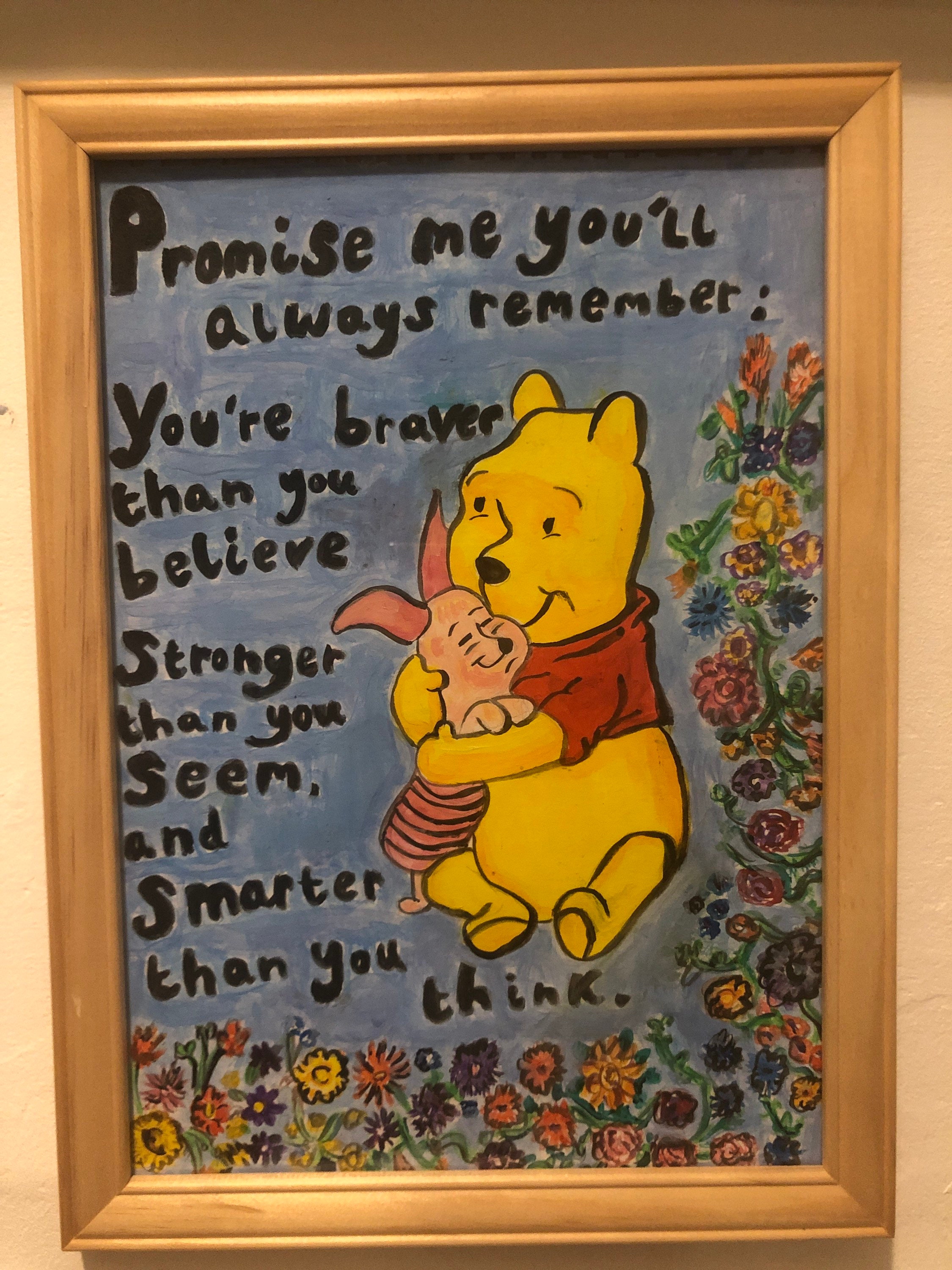 Winnie the Pooh Original Acrylic Painting Framed Nursery Artwork