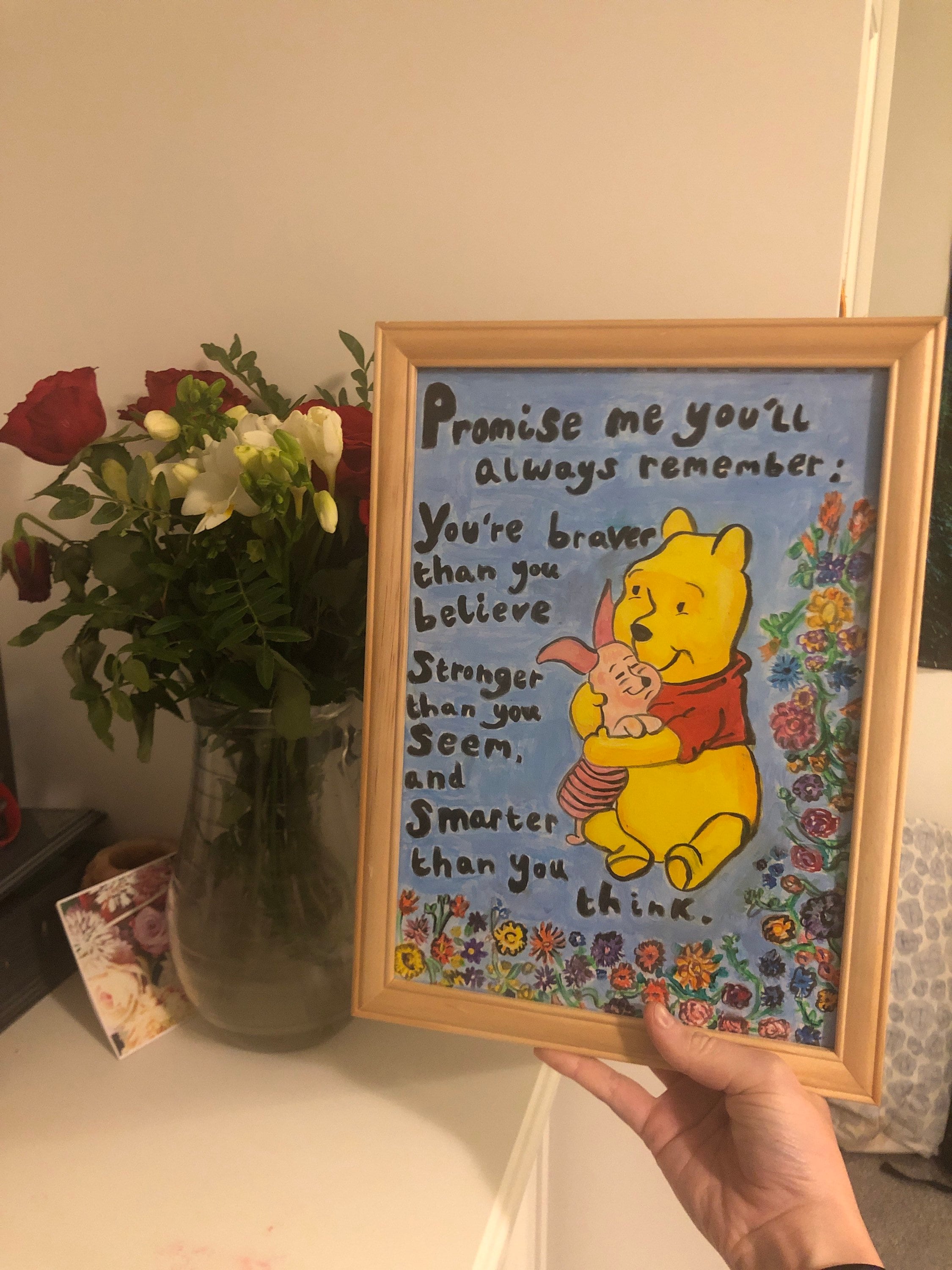 Winnie the Pooh Original Acrylic Painting Framed Nursery Artwork