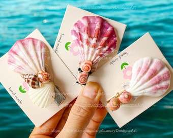 Mermaid-core Seashell Hair Clip Seashell Hair Pin Handcraft Mermaid Seashell Natural Seashell Bridal Hair Accessories Beach Mermaid Hair H3