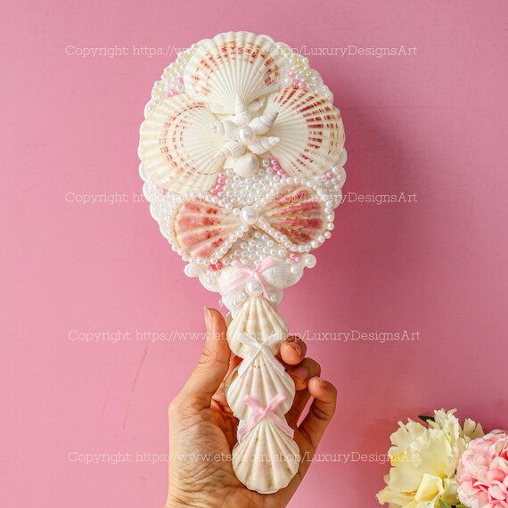 天然貝殻ミラー 海洋 ユニーク マーメイドコア貝殻ミラー ハンドメイド