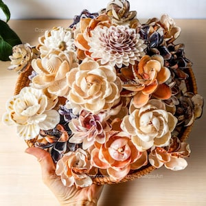 Seashell Flower Handmade Flowers from Seashell Natural Seashell Coastal Home Decor Housewarming Gift Seashell Flower Beach Wedding Decor