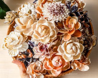 Seashell Flower Handmade Flowers from Seashell Natural Seashell Coastal Home Decor Housewarming Gift Seashell Flower Beach Wedding Decor