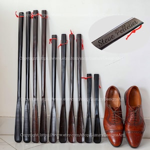 Personalized Long-Handle Shoe Horn for Men & Women, Engraved Name Wooden Shoehorn Natural Wood Shoehorn Father&#39;s Day Christmas Gift H4