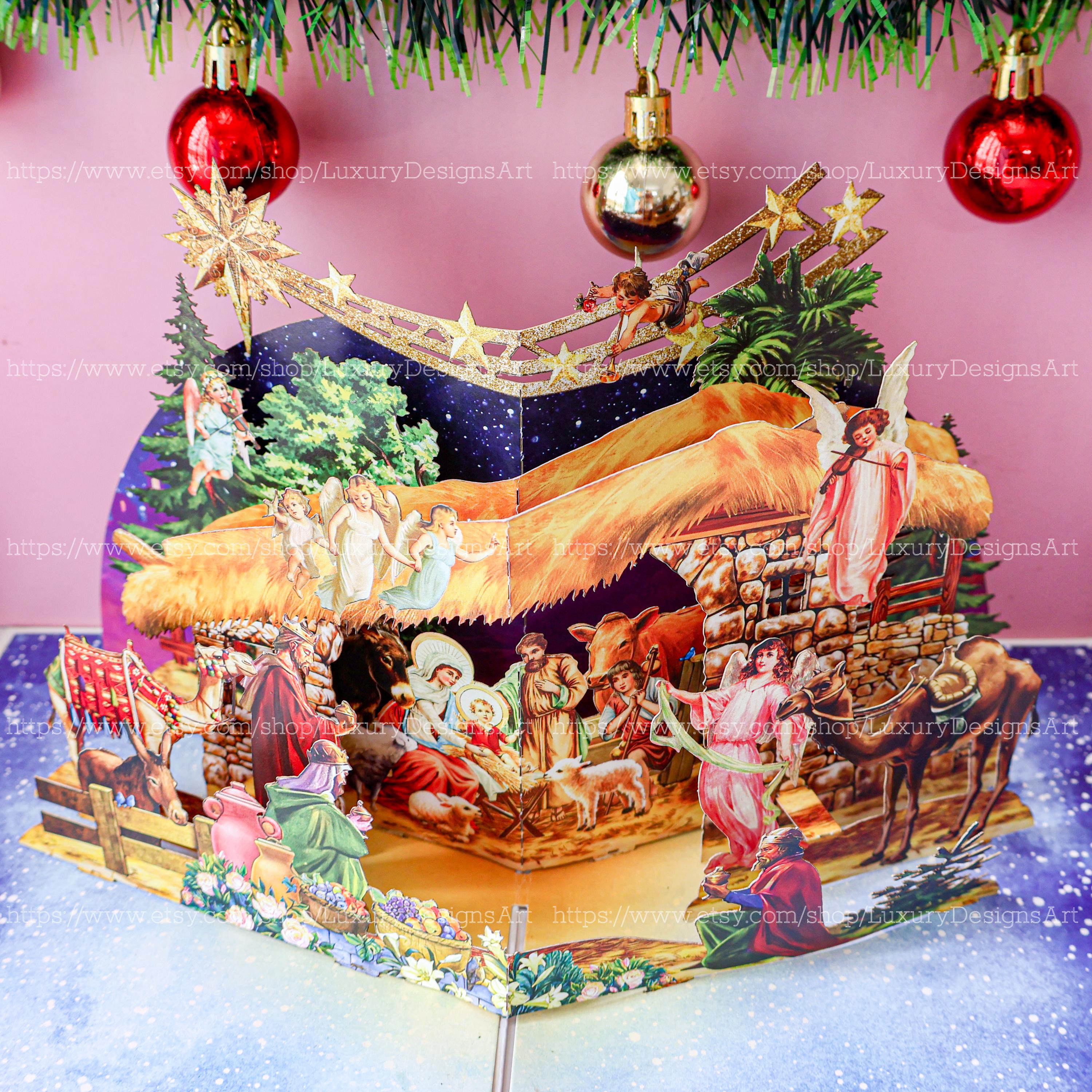 Hallmark Paper Wonder Nativity Scene Pop Up Christmas Card - S15