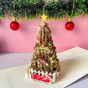 RED TREE Handcrafted 3D Greeting Pop Up Card - Holiday Greeting Card Surprise Pop Up Card Christmas's Birthday Thank You Card C23