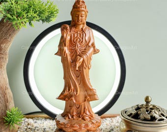 木製観音仏像（高さ7.8インチ） - Etsy 日本