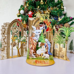 Handcrafted Greeting Pop Up Card Holy Night Jesus Christ Holiday Greeting Card Surprise Pop Up Card Christmas's Birthday Thank You Card C12