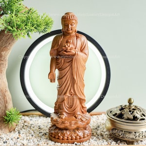 Amitabha Buddha Statue, Buddha Statue Small for Home, Feng Shui Statue, Shakyamuni Buddha, Desk Decor, Wood Carving, Mindful Gift