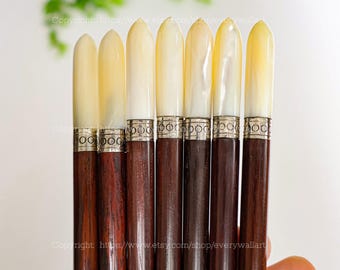 Super VIP gravierter Name Perlmutt handgemachte personalisierte hölzerne Essstäbchen Weihnachtsgeschenk Korea japanische runde Essstäbchen Wiederverwendung sicher