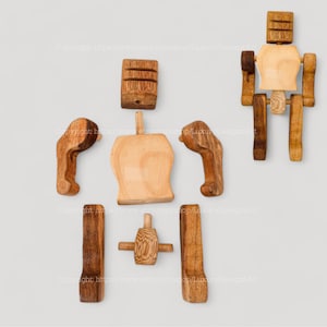 Safe Wooden Toy for Kids DIY Wooden Robot Toys, Collection Montessori Wood Play Set Kid Nursery Decor Toys for Children Gift For Kids