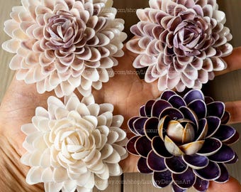 Chrysantheme Muschel Blume Handgefertigte Blumen aus Muschel Natürliche Seashell Coastal Home Decor Lila Weiß Muschel Blume Hochzeitsdeko