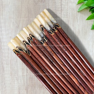 Engraved Name Mother-of-pearl Handmade Personalized Wooden Chopstick Korea Japanese Chopsticks Reuse Safe White Pearl Head Christmas Gift